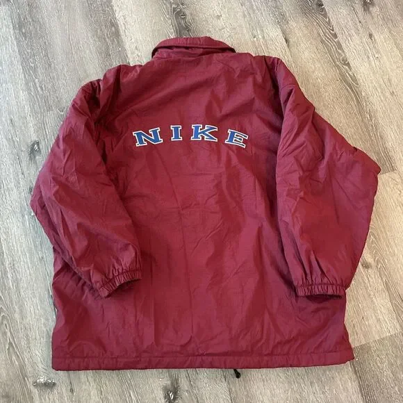 Vintage Nike Jacket Mens XL Red Y2K Spellout Logo Windbreaker Sherpa lined